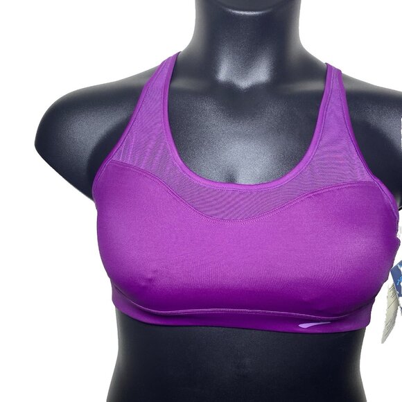 Brooks Fast Forward Mesh Crossback Size Small Violet Pullover Sports Bra - Picture 1 of 10